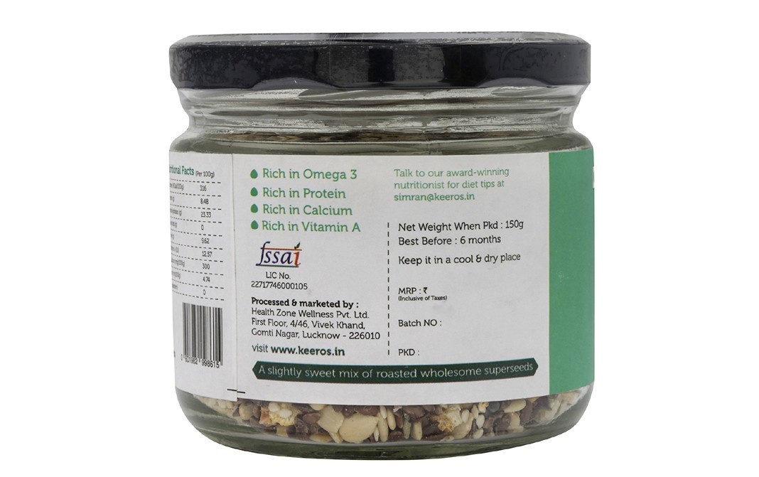 Keeros Roasted Supersnack Multiseed   Glass Jar  150 grams